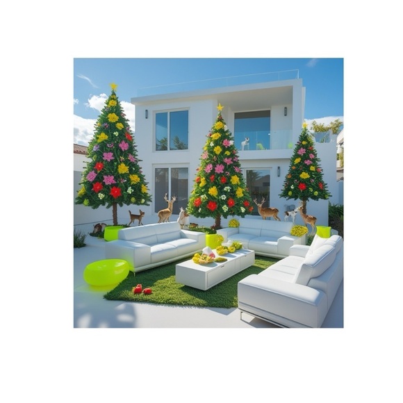 Hand Crafted Other - HANDCRAFTED digital art print Festive Holiday Outdoor Christmas Tree wall art